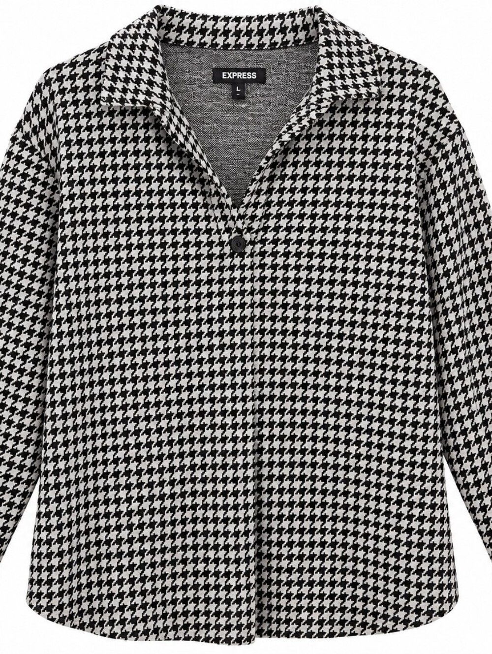 Express Black & White Houndstooth Lightweight Shirt Jacket Large Preppy Large9